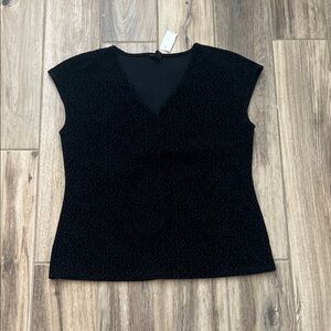 Ann Taylor Black Cap Sleeve Blouse